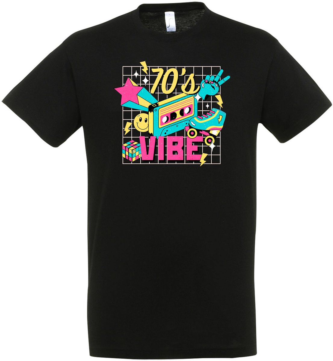 70’s Vibe T-shirt– Disco – Zwart – Jaren 70/80/90 – Disco T-shirt Unisex – Disco T-shirt Heren – Feest cadeau – Verkleed T-shirt - Party – Grappige shirt - Foute Party – Maat S
