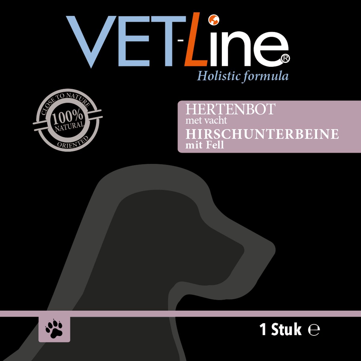 VETLINE - Hertenbot met Vacht – Natuurlijk Kauwplezier voor Honden (100% Hert) - 1 stuk