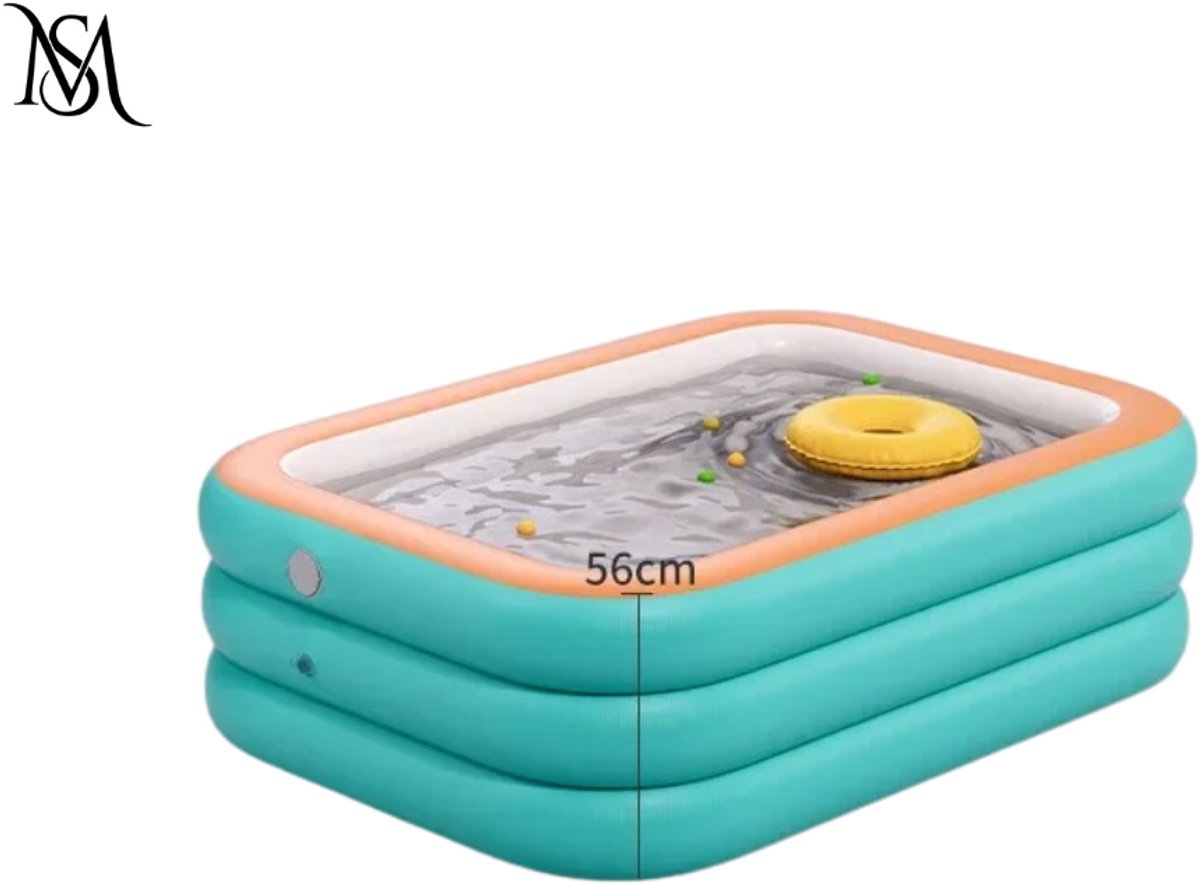 Opblaasbaar Zwembad - Familiezwembad - Tuinzwembad - Kinderzwembad - Buitenzwembad - Zwembad PVC - Rechthoekig Zwembad - Groot Zwembad - Waterpret voor Kinderen en Volwassenen - 1.8m - Blauw - Opblaasbaar tuinzwembad - Opblaasbad