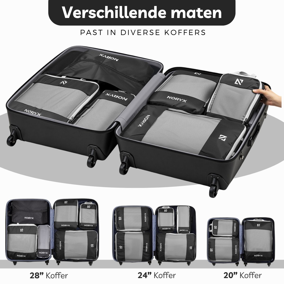 BAGSMART Packing Cubes Rugzak, 6-delige kofferorganizerset, verpakkingskubus, rugzak, kledingtassen, uitbreidbare kofferorganizer, reisorganizer voor vakantie en reizen, ivoor