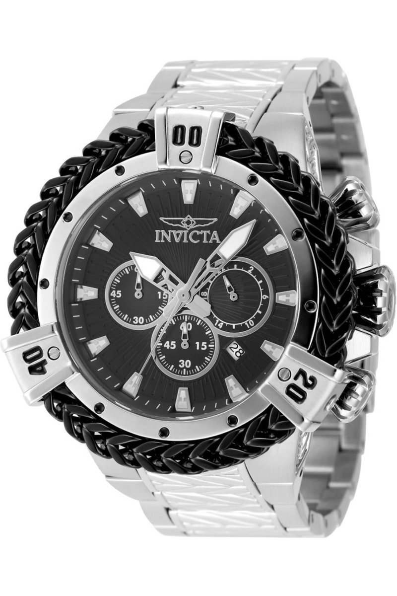Invicta Bolt 48160 Heren Horloge - Waterdicht - Analoog - Quartz Uurwerk - Roestvrij Staal met zwarte Wijzerplaat - 54mm