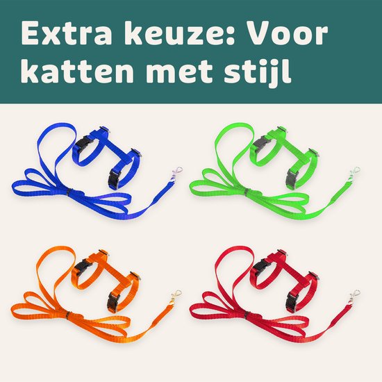 Kattentuigje Met Looplijn Kattenharnas Kittentuigje Kattenriem Met Looplijn Kat Kitten Tuigje Verstelbaar - rood