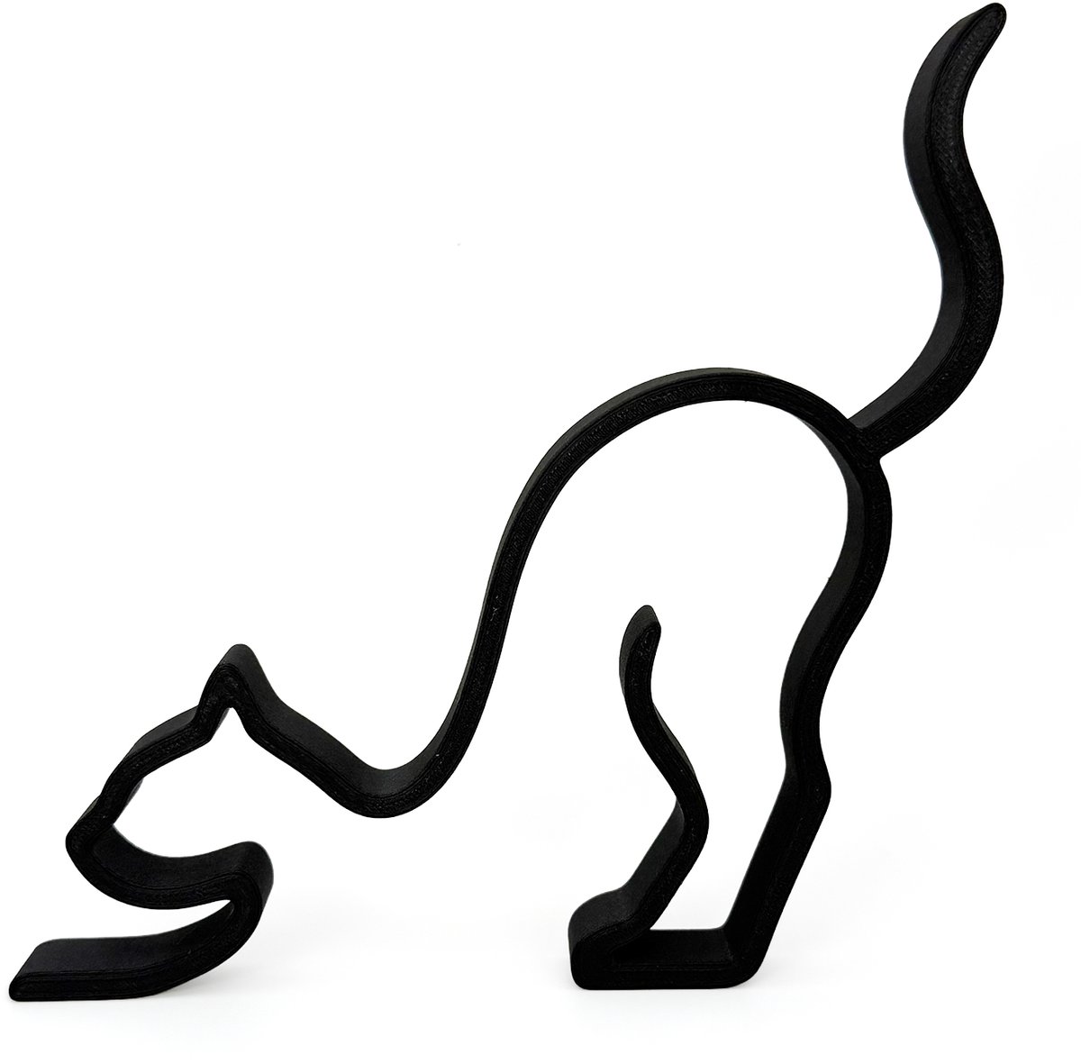 Rekkende kat - decoratie - zwart - 22 cm breed