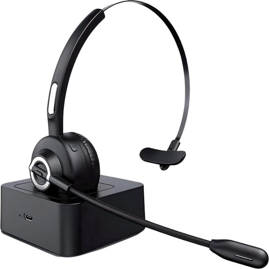 Nince Draadloze Headset met Microfoon – Bluetooth Headset – Draadloos – Voor Laptop, PC & Smartphone – Zwart