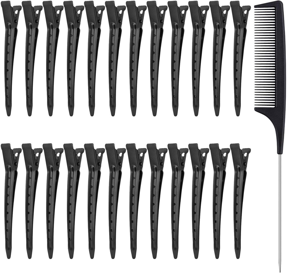 Ibenzoa® Set van 24 Zwarte Metalen Haarclips voor Professionele Kappers en Styling