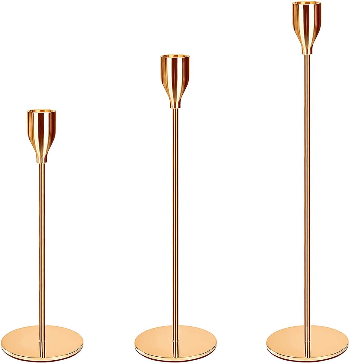 Ibenzoa Klassieke Gouden Kandelaar Set van 3 voor Feestelijke Decoratie en Diner