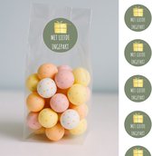 30x Transparante Uitdeelzakjes met Blokbodem + 50x "Met liefde ingepakt" Sluitstickers - Cellofaanzakjes - Inpakzakjes / 80x40x240 mm - Plastic Zakjes - Ideaal voor Traktaties & Cadeautjes