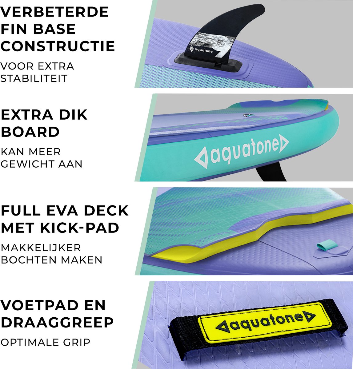 Aquatone Premium Wave SUP Board 10'0 - Opblaasbaar Paddle Board - Complete Set - Max. 120KG - 305x81cm - Paars/Blauw – foto 3