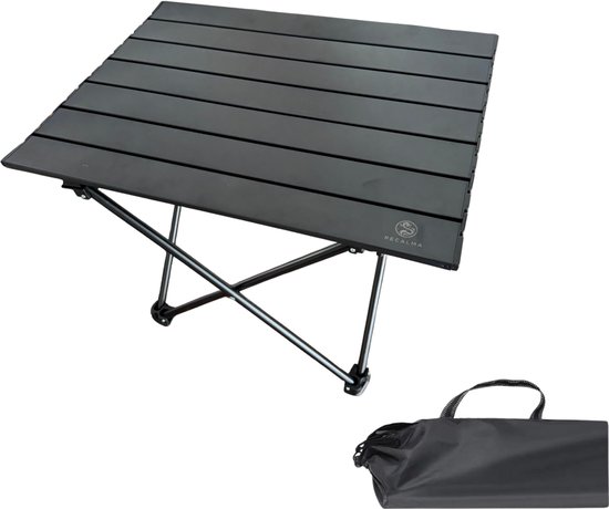 Recalma Campingtafel Inklapbaar - Campingtafel Lichtgewicht Zwart - Picknicktafel Kinderen Aluminium Tafelblad - Camping Tafel incl. Opbergtas - 55x41x40 cm