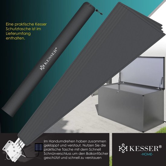 KESSER® opvouwbaar balkonscherm met muurbeugel - 140x140cm - Antraciet