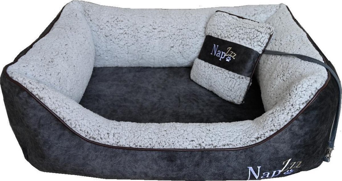 NapZZZ hondenmand Divan met Kussen Grijs/Wit 90 x 70