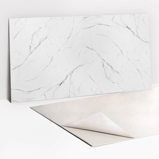 Panneau mural PVC Tulup - Panneau mural PVC marbre clair - 100 x 50 cm - Panneau mural Wit autocollant - 1 pièce - Revêtement mural Classique - Panneau mural PVC - Carrelage adhésif Cuisine et salle de bain