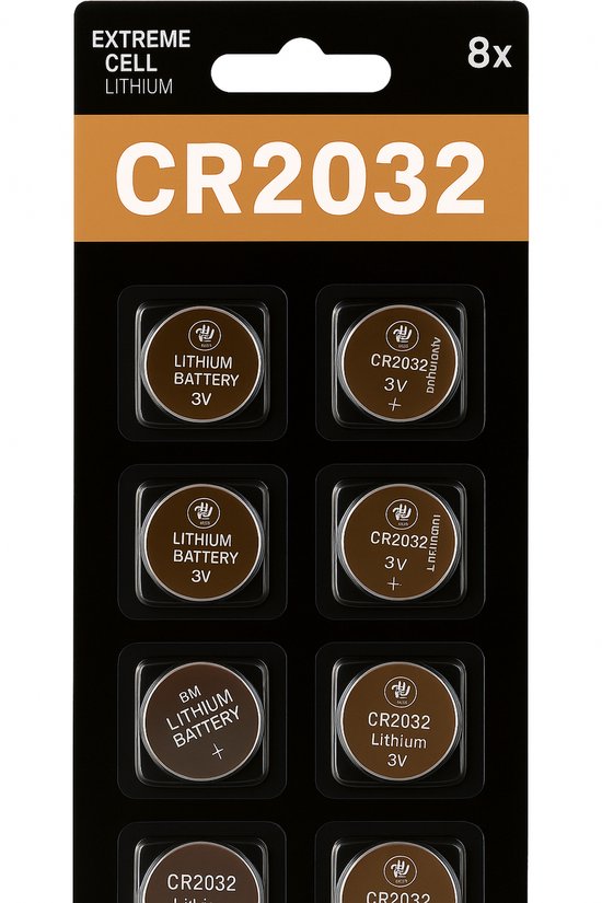 Piles Knoopcel - 8 pièces - CR2032 - 3V - Pile bouton - Pile plate - Pile au lithium