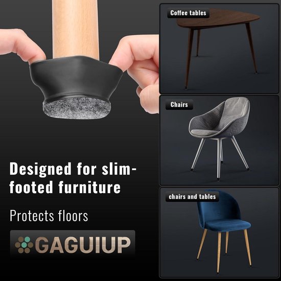16 x beschermkappen voor stoelpoten, diameter 12 mm, ronde zwarte meubelglijders, kunststof, vloerbeschermers voor stoelen, stoelglijders, stoelbeenbeschermers