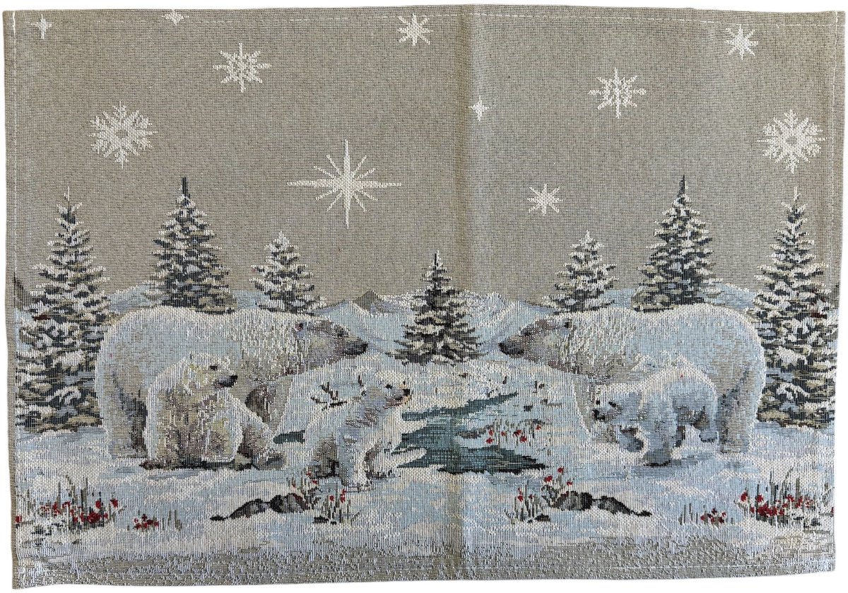placemat - Gobelinstof - Kerst - Winter - Ijsberen - 35 x 50 cm