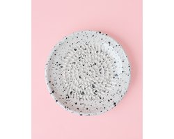 Rasp Bordje Granite - Zwart - Wit - Spikkels - Rasp Schaaltje - Knoflook Rasp - Gember Rasp -Chocolade - Kookliefhebber - Amber Blokjes - Fairtrade - Handmade - Keramisch - Raspen - Schaven - Vegan - Vintage