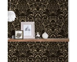 AS Creation - Vliesbehang - Castello - 10,05x0,53 m - zwart/antraciet barok