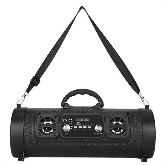 Bluetooth speaker draadloos met subwoofer, karaoke, microfoon, USB, AUX, TF, oplaadbaar, zwart, draagbaar