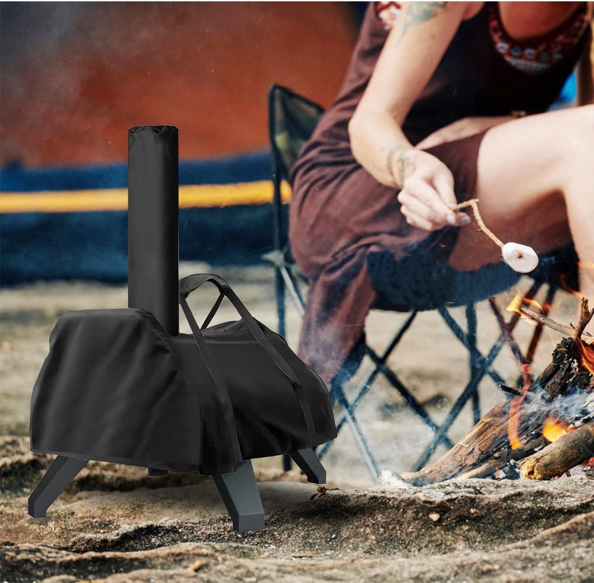 Waterdichte Pizzaovenhoes - Pizzaovenhoes Geschikt voor Ooni Karu 12 - 420D zilver gecoate stof - Draagtas - Regenhoes - Carry Cover - Beschermende Draagtas tegen Weersinvloeden - pizzaoven accessoires – foto 5