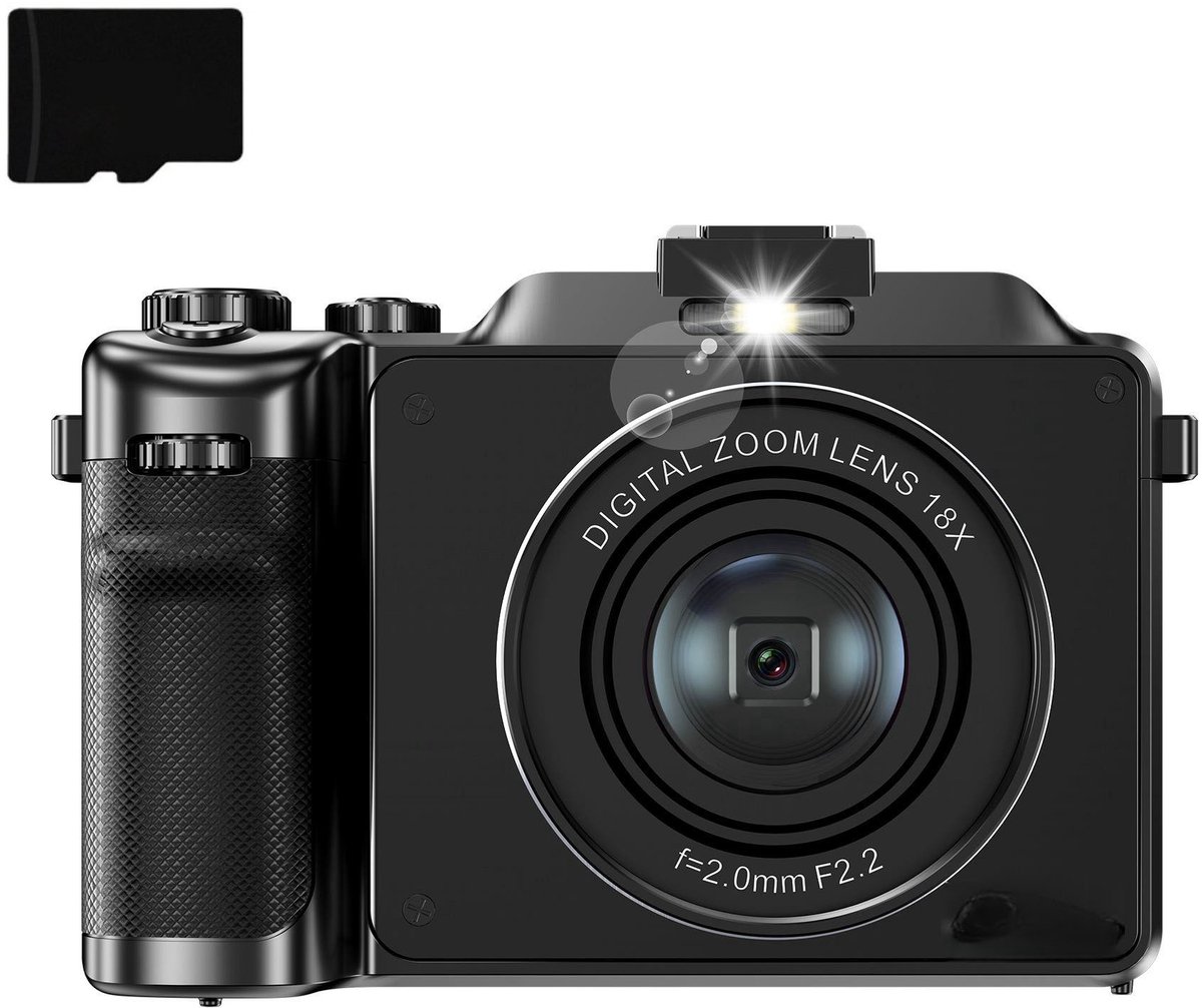 Digitale camera 4K/48MP/18X digitale zoom/autofocus/dubbele camera 32GB geheugenkaart
