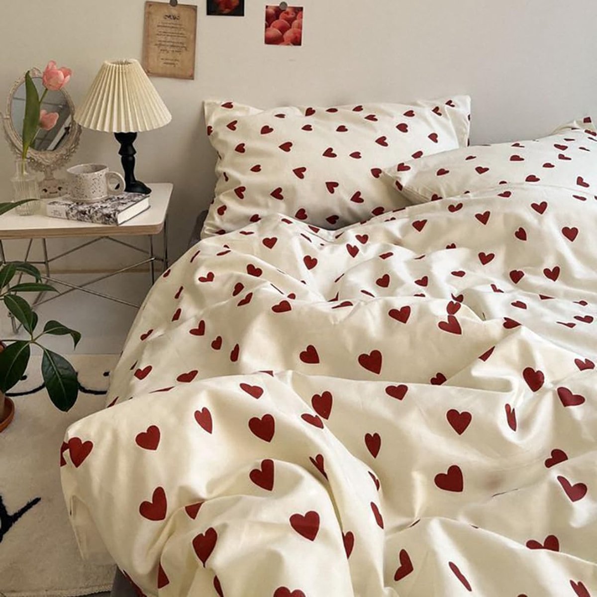Ibenzoa® Beddengoedset met Esthetische Harten en Ritssluiting voor Tweepersoonsbed 200 x 200 cm