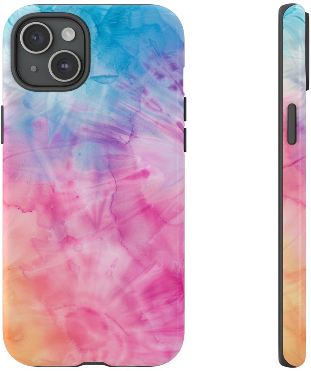 Rustig Tie-Dye Patroon – Telefoonhoesje Geschikt voor iPhone 15 Plus