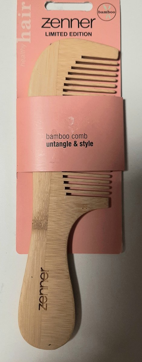 Zenner hair - limited edition - bamboe kam met handvat - bamboo comb - 21cm - grove haarkam