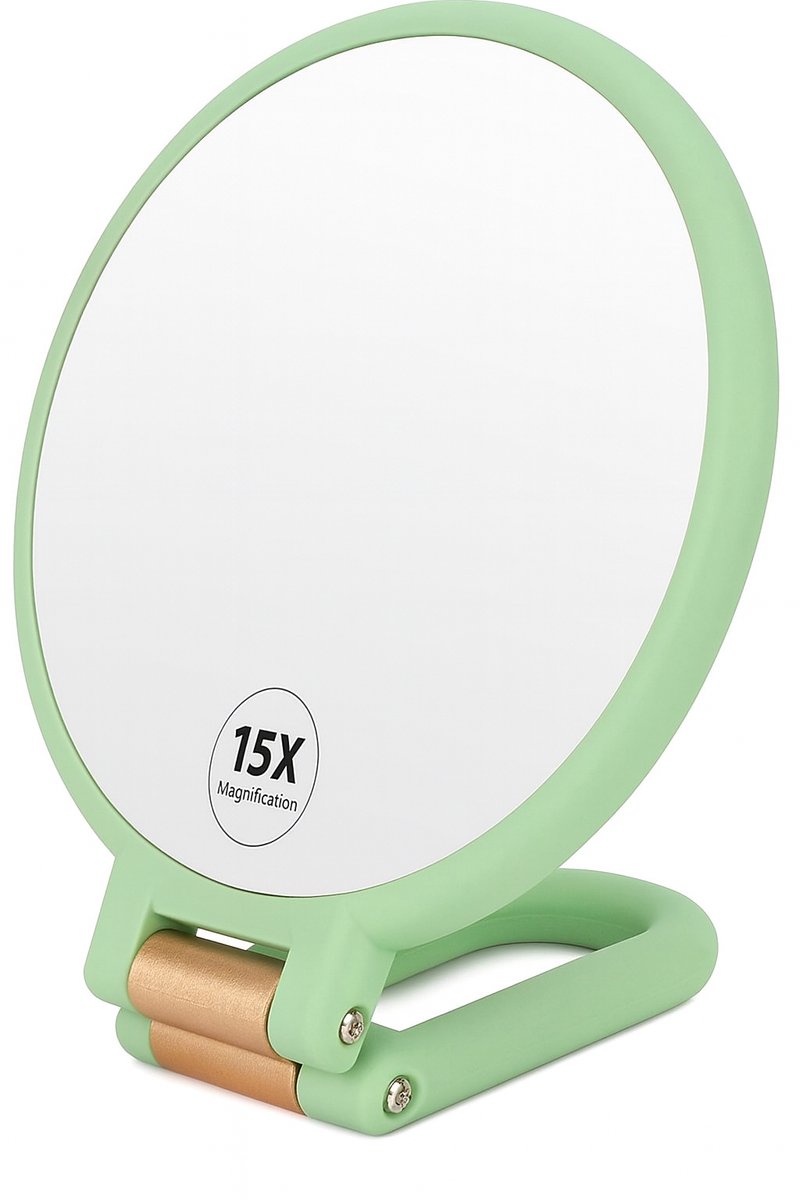 1X 15X Vergrotende Spiegel, Dubbelzijdig Make-up Spiegel Handheld, Opvouwbaar Reisspiegel voor Vrouwen en Mannen