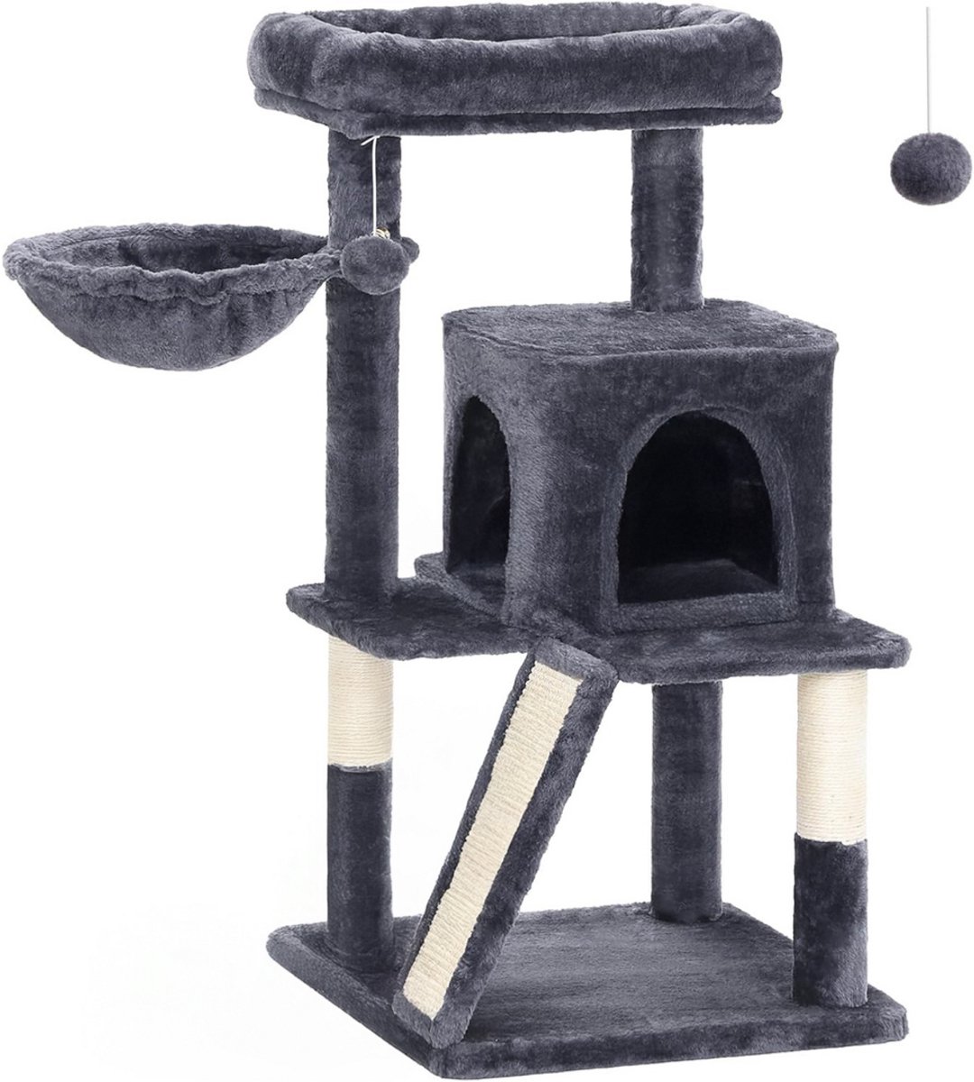 Krabpaal voor Grote Katten - Krabton - Kattenhuis - Grijs