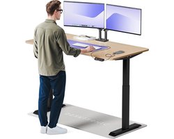 Desktronic HomeOne Zit-sta Bureau Elektrisch In Hoogte Verstelbaar, 160x80 cm Bamboo/Zwart, Stille Dubbele Motor, Hoogte 72-119cm