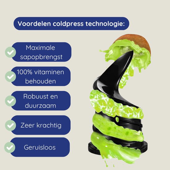 Safecourt Kitchen Sapcentrifuge - Slowjuicer voor Groenten & Fruit - XXL Vulopening - Krachtige motor - Zwart van Safecourt Kitchen — afbeelding 4