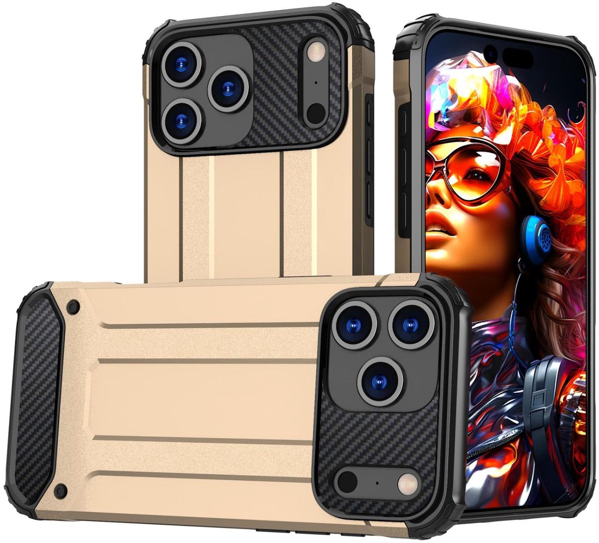 Mobigear Hoesje geschikt voor Apple iPhone 17 Pro Max Telefoonhoesje Hardcase | Mobigear Outdoor Backcover Shockproof | Schokbestendig iPhone 17 Pro Max Telefoonhoesje | Anti Shock Proof - Goud