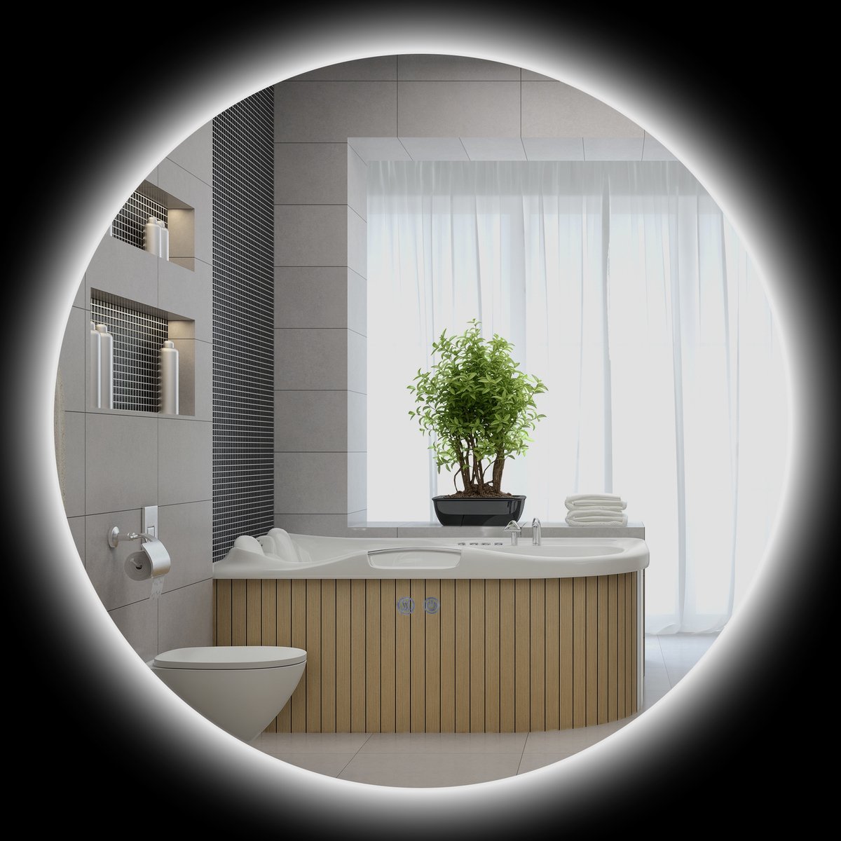 Kleankin-Badkamerspiegel-Glas-80x80x3.5cm-Zilver