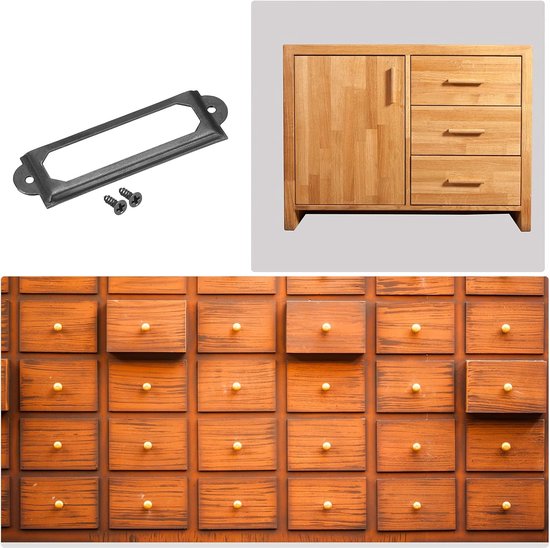 Set van 30 metalen labelhouders - kaartframe voor bestandsnaam - bibliotheeklade - zwart - 60 x 17 mm — afbeelding 2