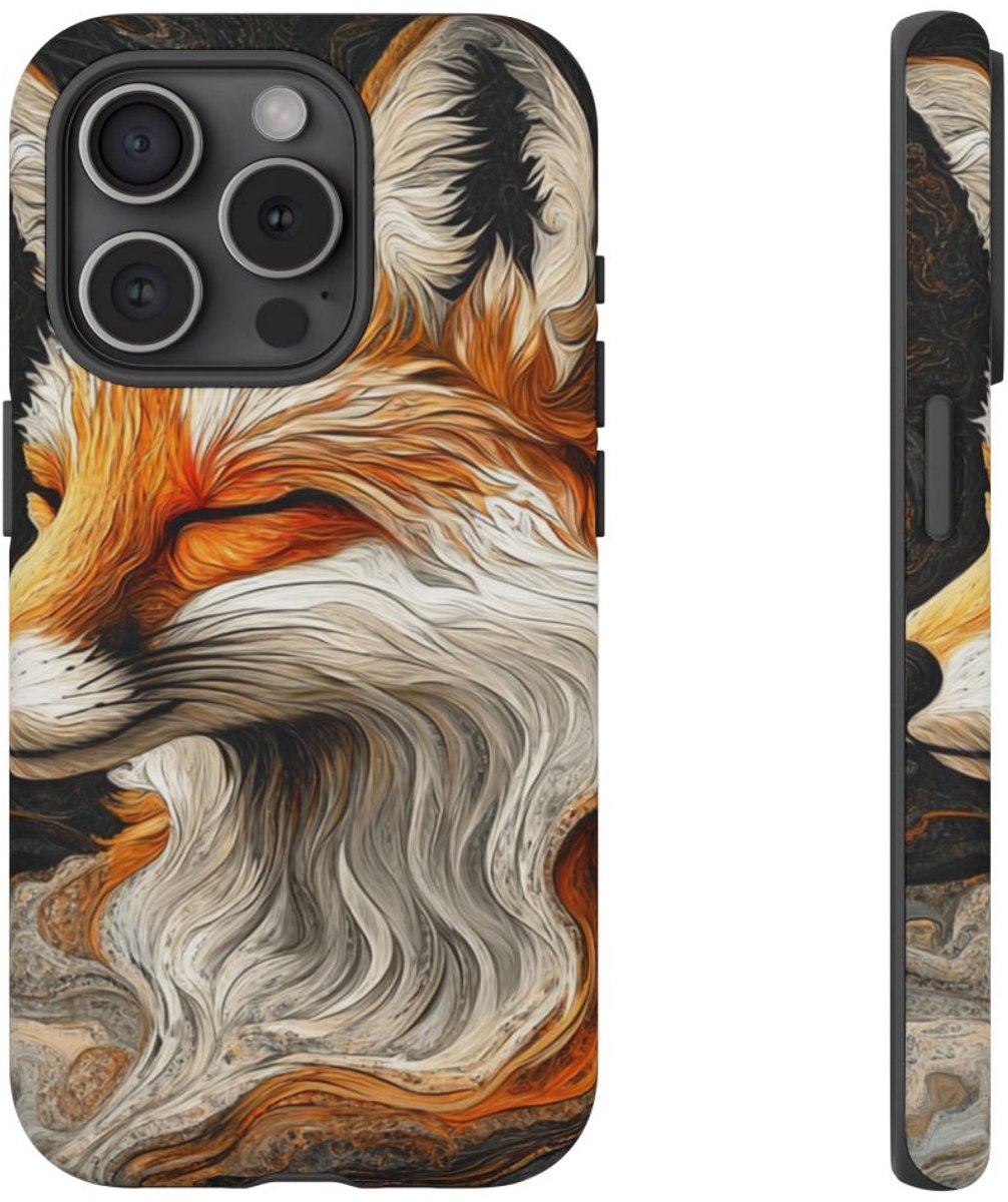 Abstract Vosportret – Telefoonhoesje Geschikt voor iPhone 15 Pro