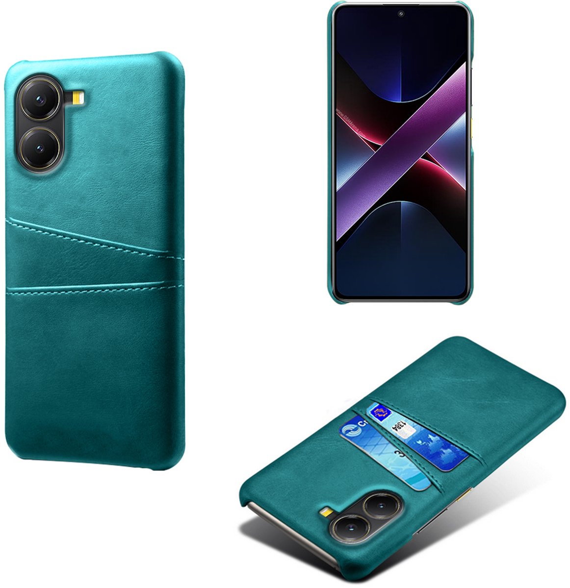 Backcover met Opbergvakjes + Screenprotector voor Xiaomi Poco X7 Pro 5G _ Groen