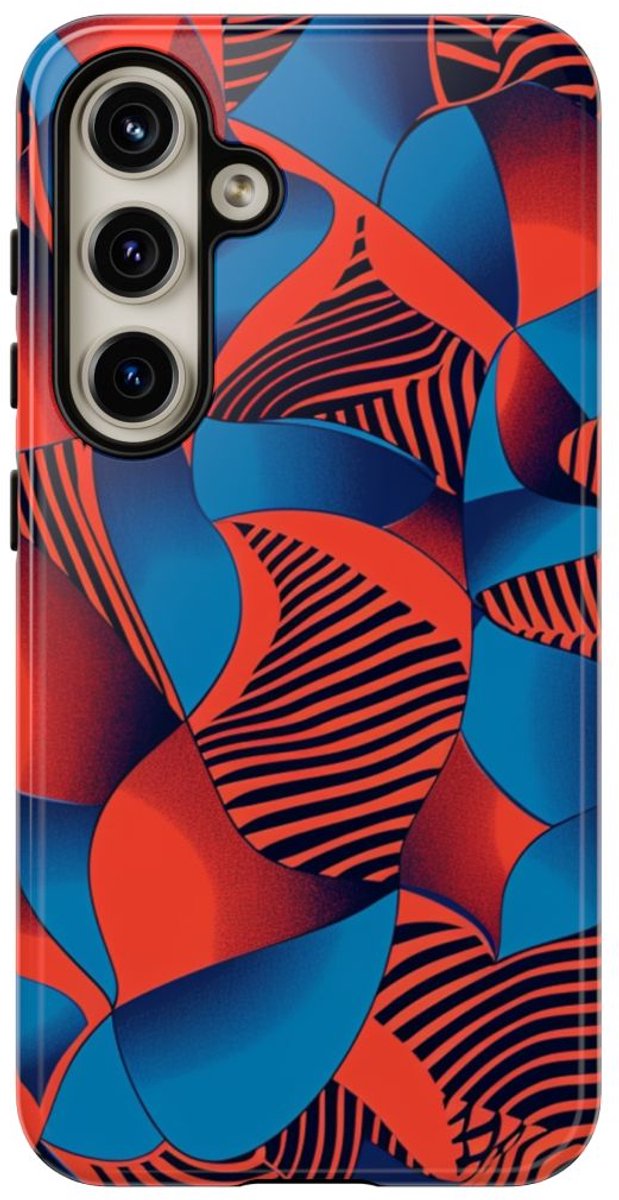 Levendig Rood-Blauw Abstract Patroon – Telefoonhoesje Geschikt voor Samsung Galaxy S24