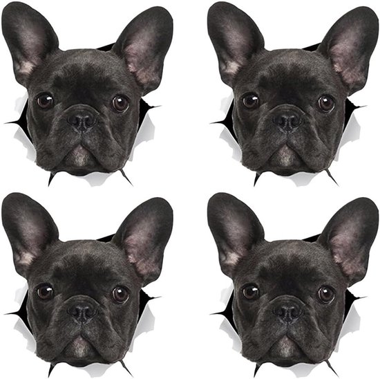 Sticker Hond 4pcs 3D Hond Auto Sticker - Schattige Hond Hoofd Auto Raam en Bumper ...
