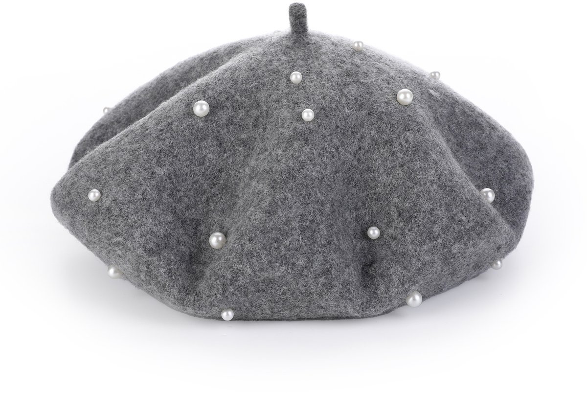 Winter Baret Wooly Pearls - Grijs - Dames - One Size - Hoofdmode