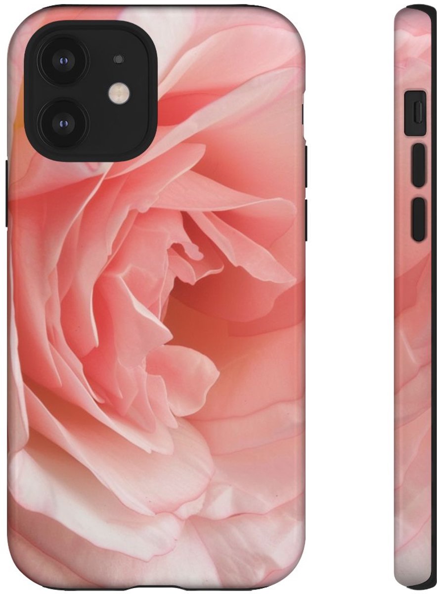 Zachtroze Roos van Dichtbij – Telefoonhoesje Geschikt voor iPhone 12