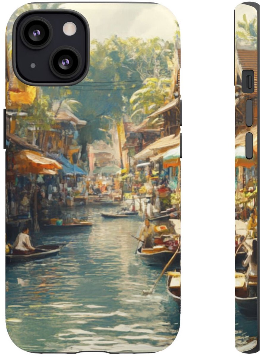 Levendige Watermarkt aan het Kanaal – Telefoonhoesje Geschikt voor iPhone 13