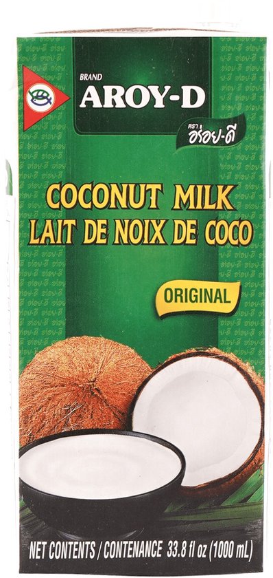 Aroy-D Original Kokosmelk 6 x 1L – 70% Kokosextract, Romige & Natuurlijke Smaak | Voor Aziatische Gerechten, Curry’s, Desserts & Dranken | Zonder Toegevoegde Suiker Uit Thailand met Kajal Sticker