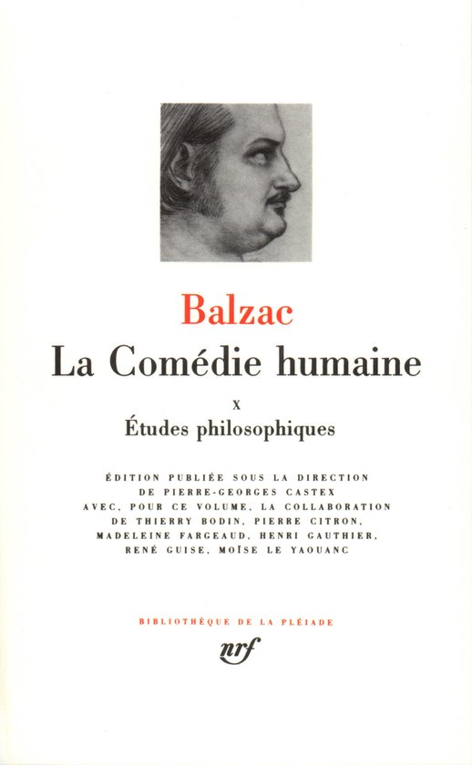 Livre 'La Comédie humaine x Études philosophiques' par Balzac, avec portrait et texte.