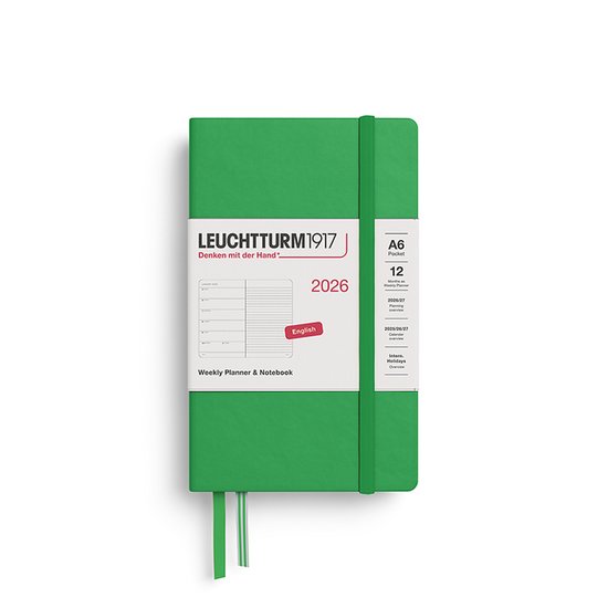 LEUCHTTURM1917 Dagkalender 2026 – Medium (A5), Engels, Hardcover Met Bladwijzers, Inclusief Maanfasen En Feestdagen