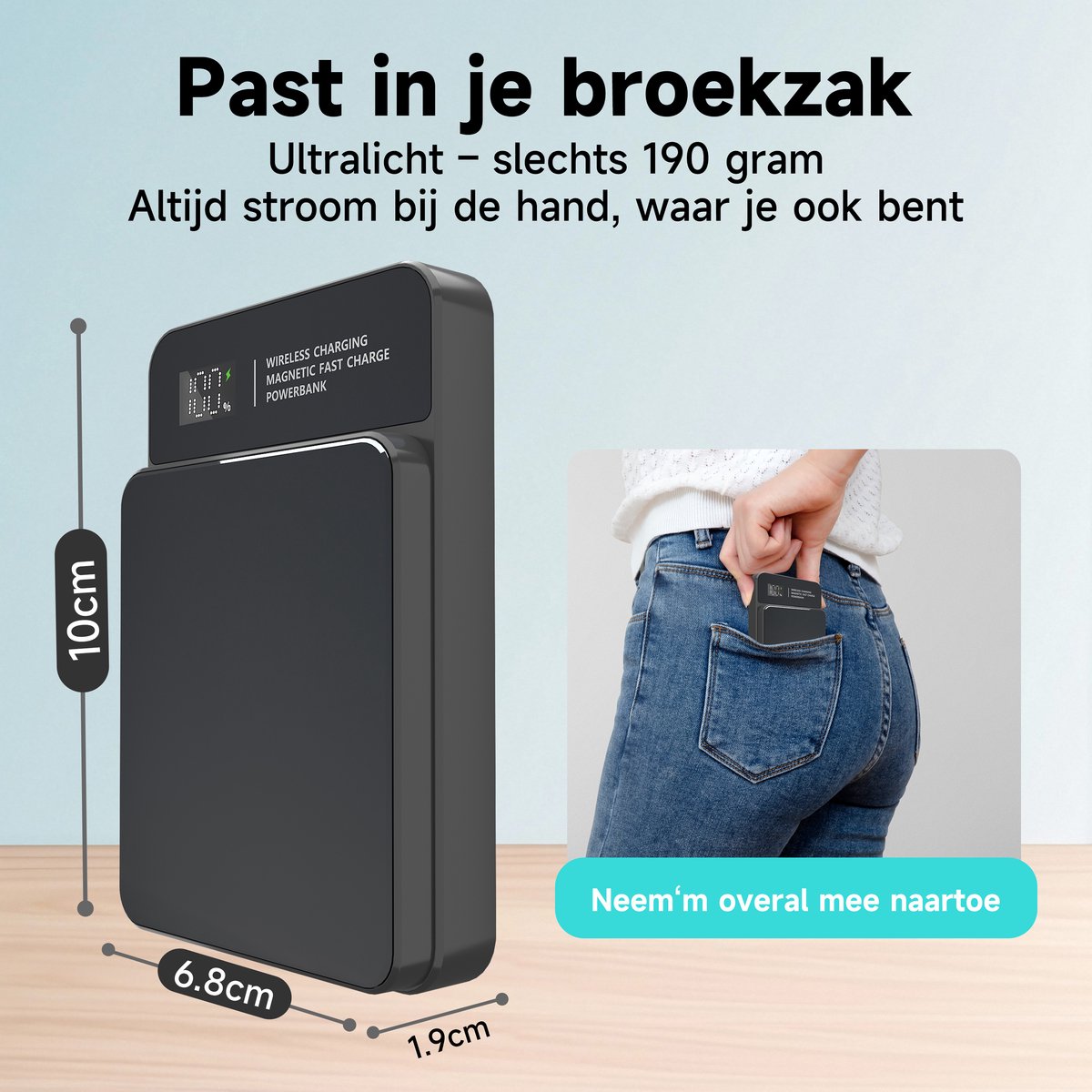 Sophitech Powerbank 10000mAh – Draadloze Snellader 15W – MagSafe Compatibel – USB-A/USB-C & Type-C In/Output – LED Display – Geschikt voor iOS/Android – Universele Powerbank – Compact & Draagbaar – Inclusief Snellaad Kabel — cadeau in Elektronica - foto 6
