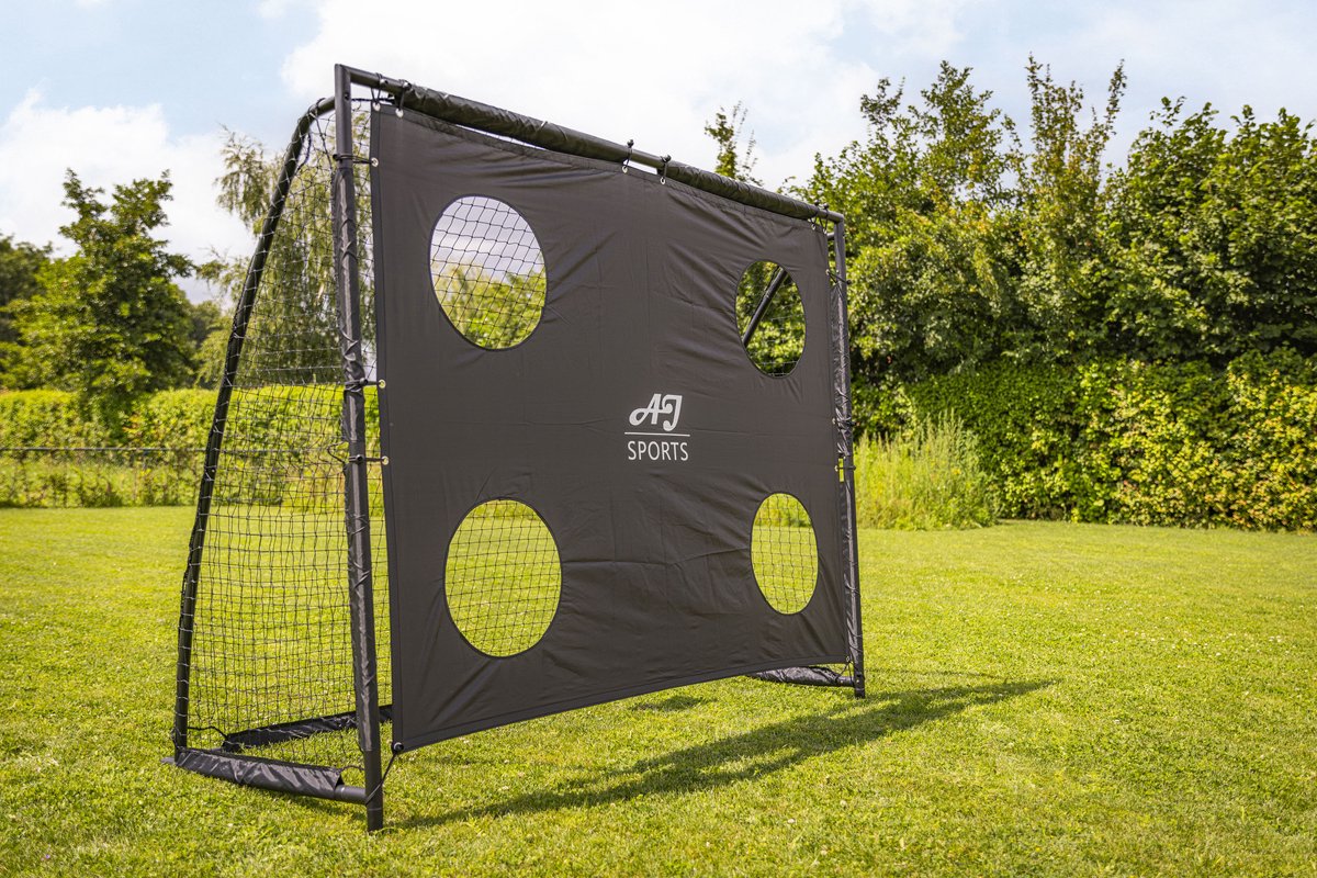 AJ-Sports Voetbaldoel met Doelwand - 300x200x90cm - Voetbalgoal - Goals - Voetbaltraining - Stalen buizen - 4 Schietgaten - Snelle Montage -Zwart — afbeelding 10