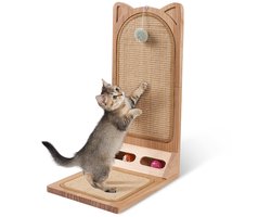 LitaiL Kattenkrabplank van massief hout, 58 cm hoog, L-vormige krabplank van sisal, schattige kattenkrabplanken ter bescherming van de bank, kattenkrabmeubels voor muren en hoeken