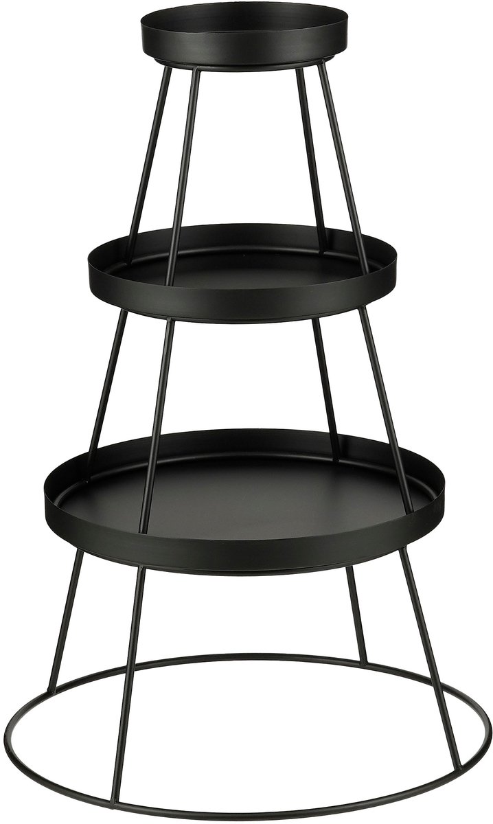 Mica Decorations Zwarte 3 laags Etagere – 40 x 40 x 74 cm