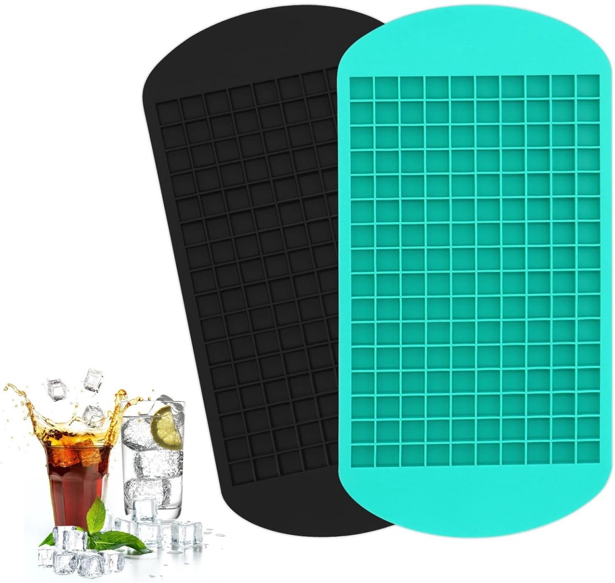 TOVBMUP IJsblokjesvorm - Siliconen ijsblokjesvorm - 160 ijsblokjes - Vierkante ijsblokjesvorm - Voor Jello, melk, sapcocktails, whisky - 2 stuks