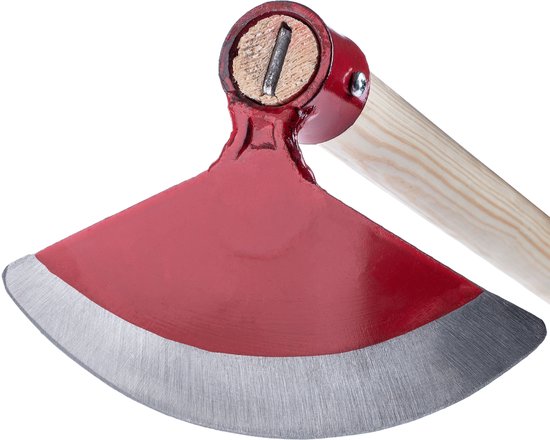 KADAX Hak met metalen kop, tuinhak met steel van hout, trekhaak voor het verwijderen van onkruid, onkruid, tuinaccessoires voor wieden (halfrond, breedte: 18 cm, rood) van Merkloos	 — afbeelding 2